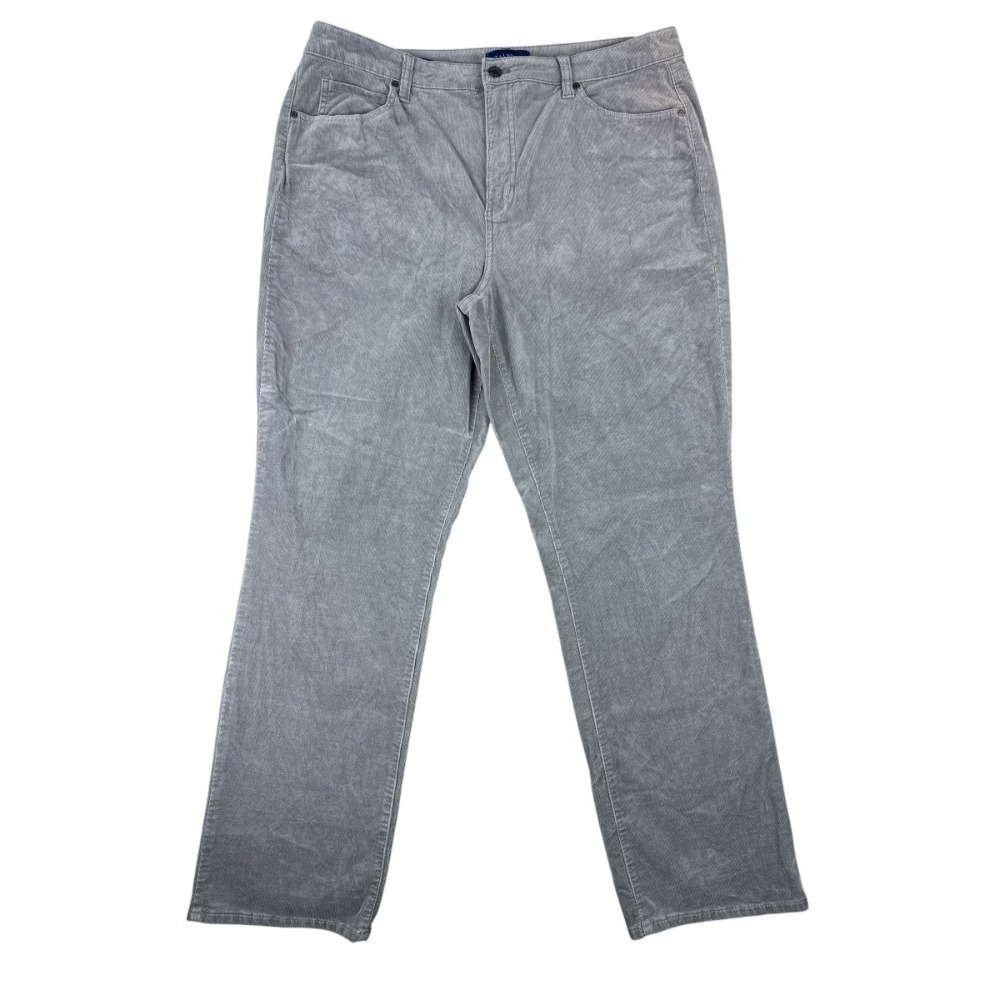 Talbots Curvy Straight Leg Gray Corduroy Pants High Waist Stretch Size 16